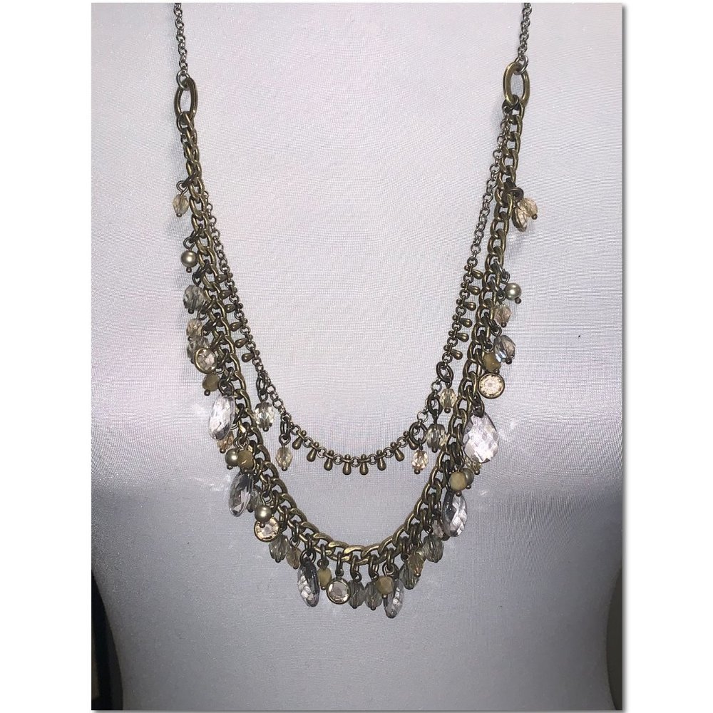 LOFT Necklace Ann Taylor Loft Double Strand Beaded Long Statement Necklace EUC